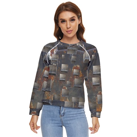 Background Metal Pattern Texture Women s Long Sleeve Raglan Tee by Celenk