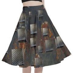 Background Metal Pattern Texture A-line Full Circle Midi Skirt With Pocket