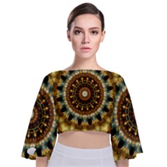 Pattern Abstract Background Art Tie Back Butterfly Sleeve Chiffon Top