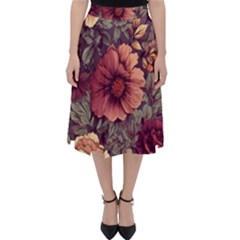 Flowers Pattern Classic Midi Skirt by Simbadda