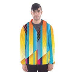Colorful Rainbow Stripe Pattern Men s Hooded Windbreaker