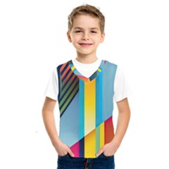 Colorful Rainbow Stripe Pattern Kids  Basketball Tank Top by Vaneshop