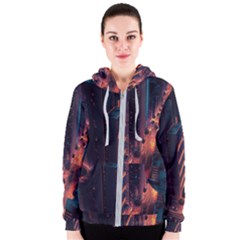 Abstract Landscape Landmark Town City Cityscape Women s Zipper Hoodie