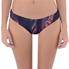 Abstract Landscape Landmark Town City Cityscape Reversible Hipster Bikini Bottoms