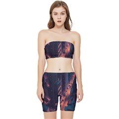 Abstract Landscape Landmark Town City Cityscape Stretch Shorts And Tube Top Set by Vaneshop