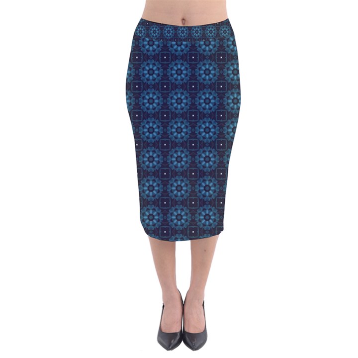 Floral Pattern Geometric Pattern Velvet Midi Pencil Skirt