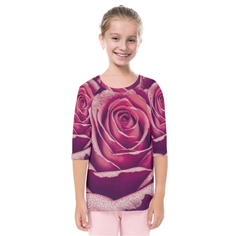 Beautiful Beauty Flower Bloom Kids  Quarter Sleeve Raglan Tee by Vaneshop