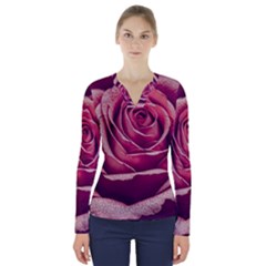 Beautiful Beauty Flower Bloom V-neck Long Sleeve Top by Vaneshop