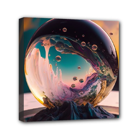 Crystal Ball Glass Sphere Lens Ball Mini Canvas 6  X 6  (stretched)