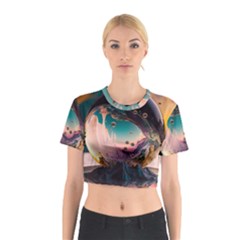 Crystal Ball Glass Sphere Lens Ball Cotton Crop Top by Vaneshop