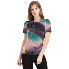 Crystal Ball Glass Sphere Lens Ball Women s Short Sleeve Rash Guard