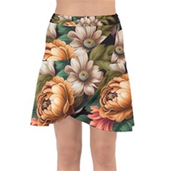 Floral Flower Blossom Bloom Flora Wrap Front Skirt by Vaneshop