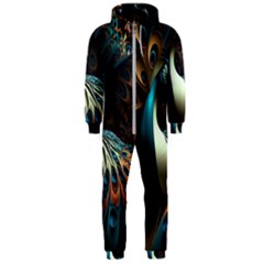 Colorful Peacock Bird Feathers Hooded Jumpsuit (men)