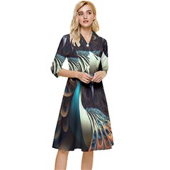 Colorful Peacock Bird Feathers Classy Knee Length Dress by Vaneshop