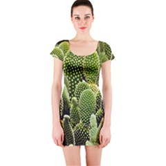 Cactus Flora Flower Nature Floral Short Sleeve Bodycon Dress