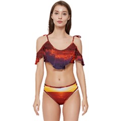 Sea Beach Sunset Sunrise Twilight Ruffle Edge Tie Up Bikini Set	 by Vaneshop