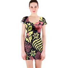 Flower Leaves Floral Flora Nature Short Sleeve Bodycon Dress by Vaneshop