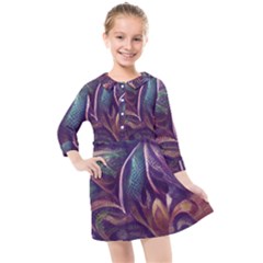 Abstract African Art Pattern Kids  Quarter Sleeve Shirt Dress by Vaneshop