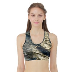 Wave Water Surface Sea Ocean Liquid Sports Bra With Border by Vaneshop