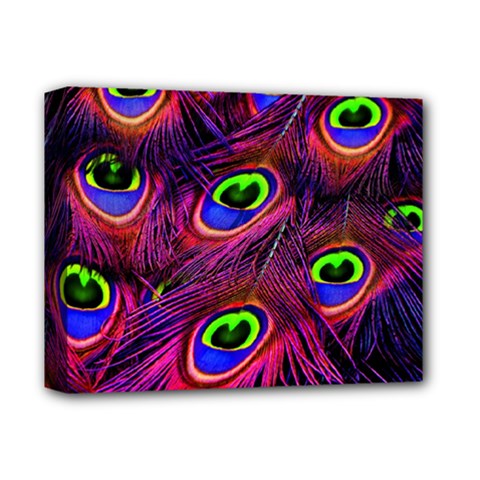 Peacock Feathers Color Plumage Deluxe Canvas 14  X 11  (stretched) by Celenk