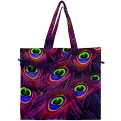 Peacock Feathers Color Plumage Canvas Travel Bag by Celenk