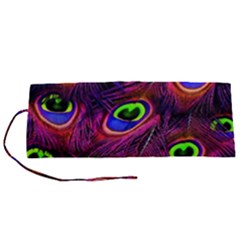 Peacock Feathers Color Plumage Roll Up Canvas Pencil Holder (s) by Celenk