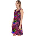 Peacock Feathers Color Plumage Knee Length Skater Dress With Pockets View2