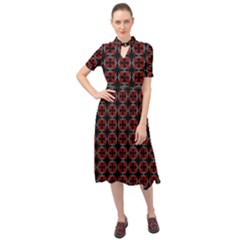 Pattern Design Artistic Decor Keyhole Neckline Chiffon Dress by Celenk