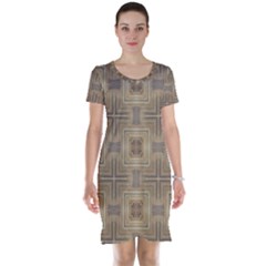 Abstract Wood Design Floor Texture Short Sleeve Nightdress