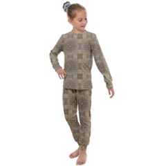 Abstract Wood Design Floor Texture Kids  Long Sleeve Set 