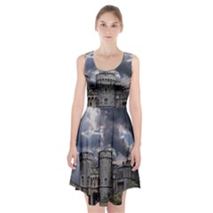 Abstract Wood Design Floor Texture Racerback Midi Dress