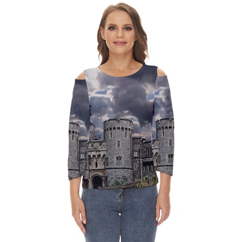 Castle Building Architecture Cut Out Wide Sleeve Top by Celenk