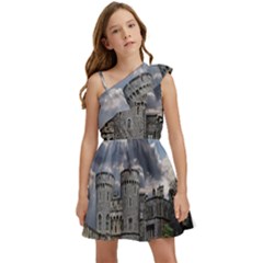 Castle Building Architecture Kids  One Shoulder Party Dress