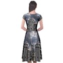 Abstract Wood Design Floor Texture Cap Sleeve Wrap Front Dress View2