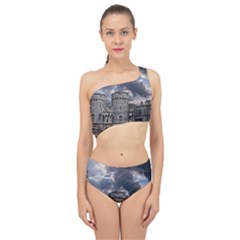 Abstract Wood Design Floor Texture Spliced Up Two Piece Swimsuit