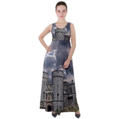 Abstract Wood Design Floor Texture Empire Waist Velour Maxi Dress