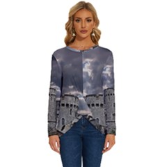 Abstract Wood Design Floor Texture Long Sleeve Crew Neck Pullover Top