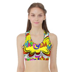 Happy Happiness Child Smile Joy Sports Bra With Border by Celenk