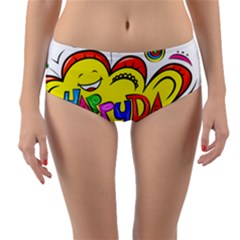 Happy Happiness Child Smile Joy Reversible Mid-waist Bikini Bottoms by Celenk