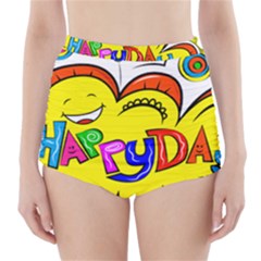 Happy Happiness Child Smile Joy High-waisted Bikini Bottoms by Celenk