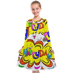 Abstract Wood Design Floor Texture Kids  Midi Sailor Dress