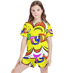 Abstract Wood Design Floor Texture Kids  Tee And Sports Shorts Set by Celenk