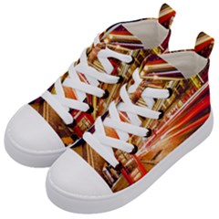 Telephone Box London Night Kids  Mid-top Canvas Sneakers by Uceng