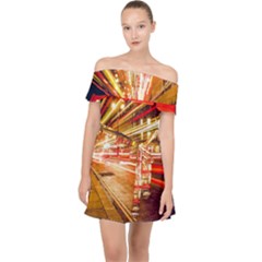 Telephone Box London Night Off Shoulder Chiffon Dress by Uceng