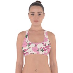 Floral Vintage Flowers Cross Back Hipster Bikini Top 