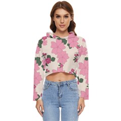 Floral Vintage Flowers Women s Lightweight Cropped Hoodie