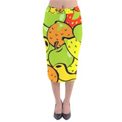 Fruit Food Wallpaper Velvet Midi Pencil Skirt