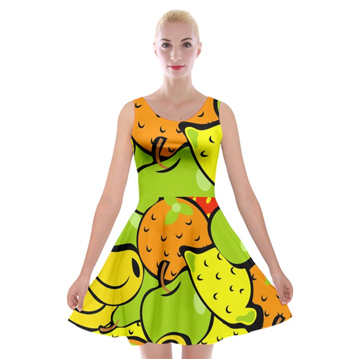 Fruit Food Wallpaper Velvet Skater Dress