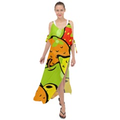 Fruit Food Wallpaper Maxi Chiffon Cover Up Dress by Dutashop