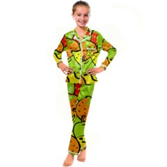Fruit Food Wallpaper Kids  Satin Long Sleeve Pajamas Set by Dutashop